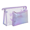 2 in 1 Custome Logo Women Beauty Makeup Pouch Mermaid Magic Colored Clear Cosmetic Bag